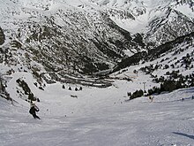 View down red run to Arcalis Ski Center Andorra Mar 2011.jpg