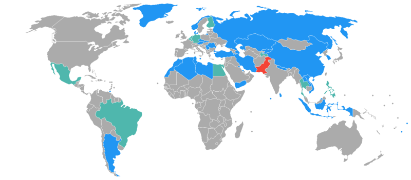 Pakistan
Visa not required for diplomatic, orfficial or service category passports
Visa not required for diplomatic passports Visa policy of Pakistan for holders of diplomatic or service category passports.png