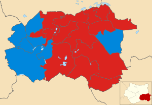 2010 local election results in Wakefield Wakefield UK ward map 2010.svg