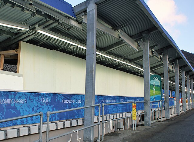 The wall that was installed just past the final turn of the Whistler Sliding Centre after the death of Kumaritashvili