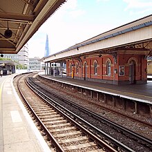Platform A view towards the Shard Waterloo East Station.jpg