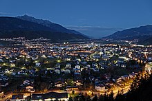 Blick von der Rätersiedlung Himmelreich auf Wattens