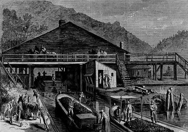 Weigh lock with scales to determine tolls in 1873