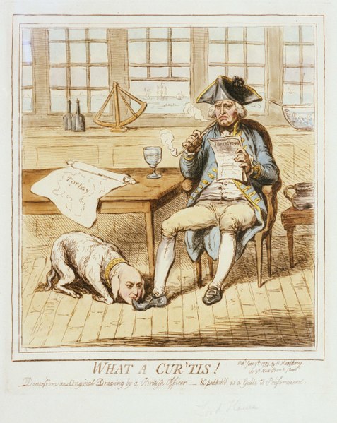 File:What a Cur 'tis! Done from an original drawing by a British Officer - and published as a Guide to Preferment (caricature) RMG PW3717.tiff