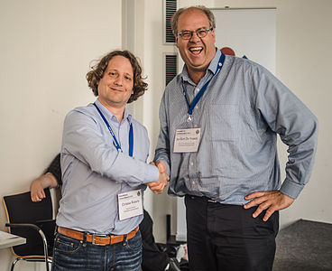 Wrapping up the conference: WMDE Executive Director Christian Rickerts and WMF Board Chair Jan-Bart de Vreede
