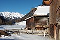Winter scenery with 2 horses in the snow at the farm at Gries Otztal Austria - panoramio.jpg