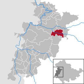 Poziția Wutha-Farnroda pe harta districtului Wartburgkreis