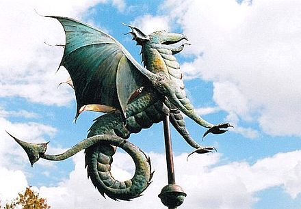 "Envy, War, Pestilence." A wyvern weather vane that appeared in the Viking House episode Wyvern-smith.jpg