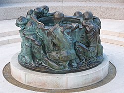 Ivan Mestrovic, The fountain of life, 1905, bronze in front of Croatian National Theatre in Zagreb. Zdenac zivota (Mestrovic) 1.jpg