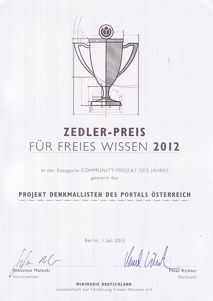 File:Zedler-Preis 2012 - Denkmallistenprojekt Österreich.jpg