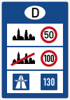 Zeichen 393 a - Informationstafel an Grenzübergangsstellen (an Autobahnen und Straßen mit hoher Verkehrsbedeutung), StVO 1981.svg