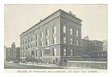 437 West 59th Street in 1893 (King1893NYC) pg280 COLLEGE OF PHYSICIANS AND SURGEONS, 437 WEST 59TH STREET.jpg