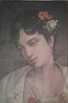 Retrato de "Mujer Andaluza". Obra del pintor gaditano del romanticismo andaluz , Ángel Ortiz.