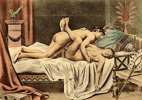 Sexual penetration occurring in the missionary position, depicted by Édouard-Henri Avril