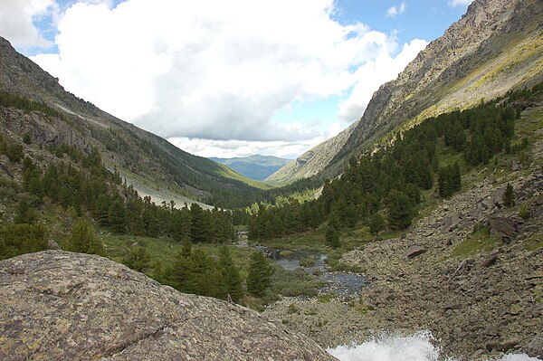 A glaciated valley in the Altai Mountains showing the characteristic U shape.