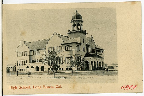 Long Beach High School, located at what is now the northwest corner of Long Beach Boulevard and Eighth Street, 1905[6]