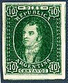 Oldest portrait on a rare stamp of Argentina in 1864.