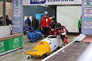 Deutsch: Bob-Europacup 2018/19; Station 1 in Altenberg, 2er-Rennen Nummer 1, Lauf 1 English: Bobsleigh Europe Cup 2018-19 in Altenberg - 2-man Race 1, first run