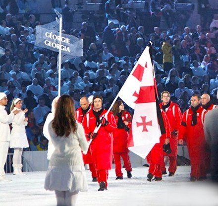 Georgian athletes during the opening ceremony