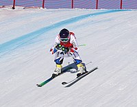 Tom Barnoin alla competizione di sci snowboard cross a squadre