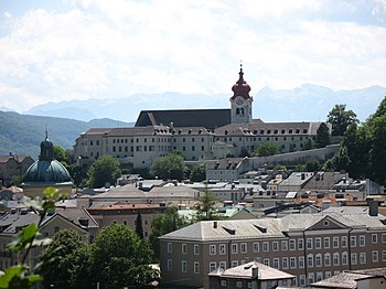 Vista de la Abadía de Nonnberg desde el cerro Kapuziner, Salzburgo.