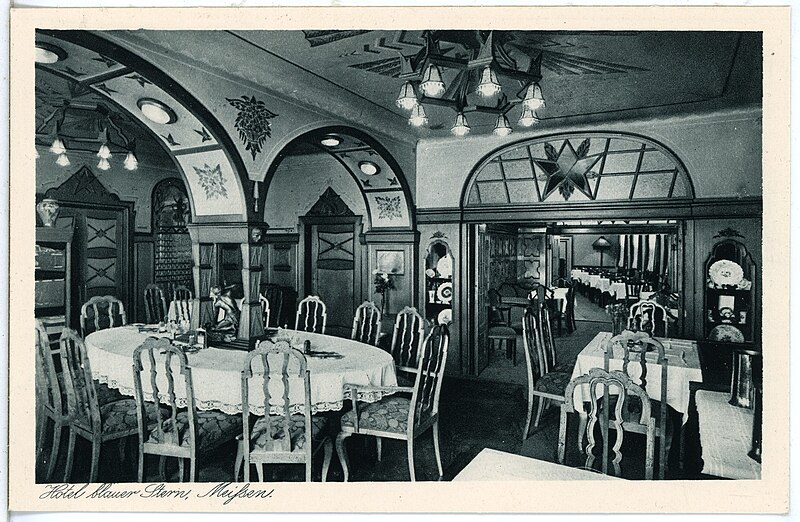 File:24282-Meißen-1928-Hotel blauer Stern - Speisezimmer-Brück & Sohn Kunstverlag.jpg