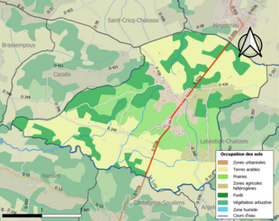 Kolorowa mapa przedstawiająca użytkowanie gruntów.