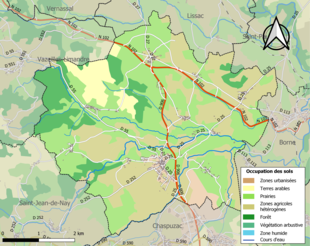 Barevná mapa znázorňující využití půdy.