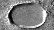 Concentric crater fill, as seen by HiRISE under HiWish program Location is the Phaethontis quadrangle.