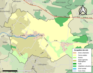 Barevná mapa znázorňující využití půdy.