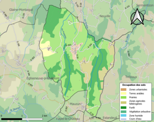 Barevná mapa znázorňující využití půdy.