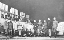 Members of the 99th Aero Squadron and French 1st Escadrille with a French Salmson 2A2, Dogneville Aerodrome, France, August 1918. 99th Aero Squadron - 7.jpg