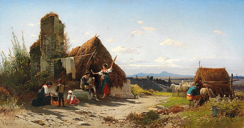 File:A scene of daily life in the Roman Campagna (unknown date), by Hermann Corrodi.jpg