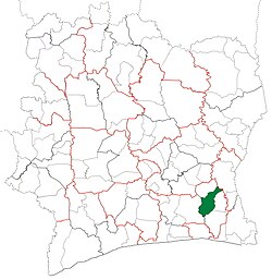 Location in Ivory Coast. Adzopé Department has had these boundaries since 2008.