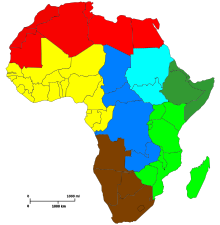 Geo-political map of Africa divided for ethnomusicological purposes, after Alan P. Merriam, 1959 Afrika MO.svg