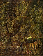 阿爾布雷希特·阿爾特多費的《森林裏的聖佐治（英語：Saint George in the Forest）》，28.2 × 22.5cm，約作於1510年，來自布瓦塞雷的收藏[31]