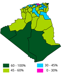 2012 Algerian legislative election participation by province Algerian legislative election 2012 by province.svg