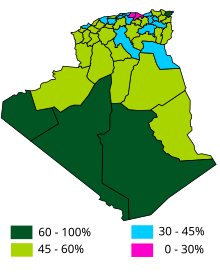 2012 Algerian legislative election by province Algerian legislative election 2012 by province.svg