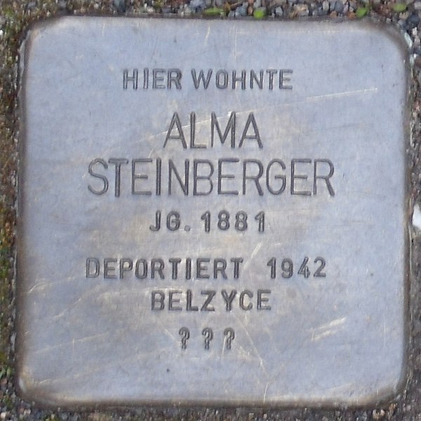 File:Alma Steinberger Stolperstein in Eisenach.jpg