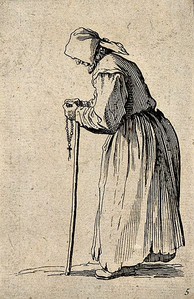 File:An old woman dressed in rags holding a rosary in her left ha Wellcome V0020336ER.jpg