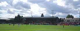 Barnet vs. Arsenal playing at the Underhill Stadium Barnet stadiam.jpg