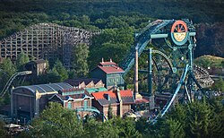 Baron 1898, a themed dive coaster at Efteling in The Netherlands Baron 1889.jpg