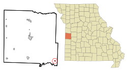 Bates County Missouri Incorporated and Unincorporated areas Rockville Highlighted.svg