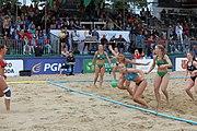 Deutsch: Beachhandball Europameisterschaften 2019 (Beach handball Euro); Tag 6: 7. Juli 2019 – Frauenfinale, Dänemark-Ungarn 2:0 (18:12, 23:22) English: Beach handball Euro; Day 6: 7 July 2019 – Women's Final – Denmark-Hungary 2:0 (18:12, 23:22)