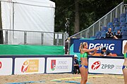 Deutsch: Beachhandball Europameisterschaften 2019 (Beach handball Euro); Tag 2: 3. Juli 2019 – Frauen, Vorrunde Gruppe D, Ukraine-Deutschland 2:0 (23:22, 32:24) English: Beach handball Euro; Day 2: 3 July 2019 – Women Preliminary Round Group D – Ukraine-Germany 2:0 (23:22, 32:24)