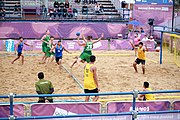 Deutsch: Beachhandball bei den Olympischen Jugendspielen 2018; Tag 6, 12. Oktober 2018; Jungen, Platzierungssspiel Ränge 5-6 – Thailand-Ungarn 0:2 English: Beach handball at the 2018 Summer Youth Olympics at 12 October 2018 – Boy's Placement Match 5-6 – Thailan-Hungary 0:2