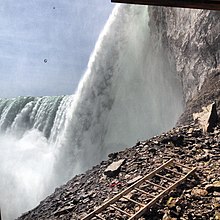 from a platform behind the falls.