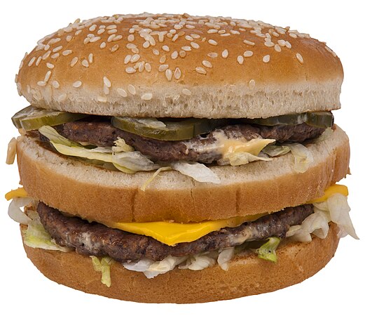 图为在美国销售的麦当劳大麥克漢堡。