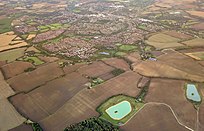 Aerial view of Bishop's Stortford and vicinity, on takeoff from Stansted Airport Bishop's Stortford and vicinity.jpg