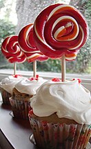 Black cherry cupcakes with lollipop